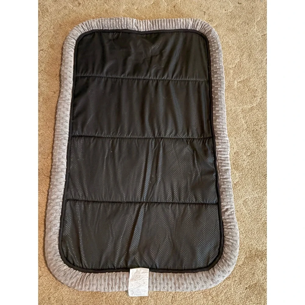 Taupe Grey Minky Dot Plush Pet Crate Mat Non-Slip Bolster Bed 31x18